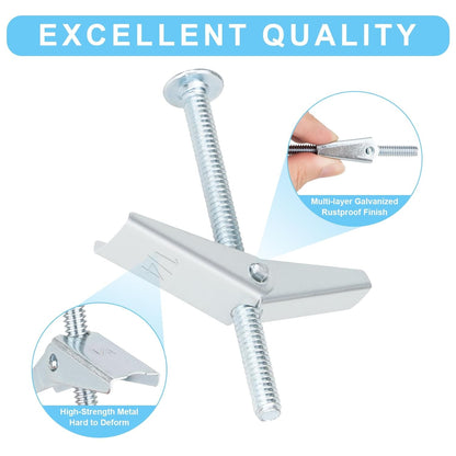 Toggle Bolt Drywall Anchors, 1/8 in Metal Butterfly Anchors, 50 Pieces - Image 3