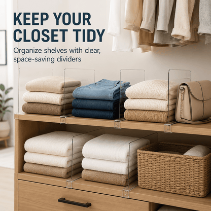 Clear Acrylic Shelf Dividers for Closet and Pantry Shelves, 6-Pack - Image 3