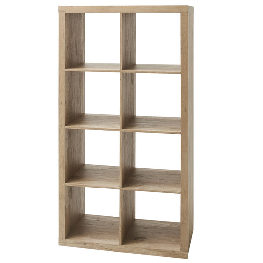 8-Cube Open-Back Storage Organizer, 29.9 x 15.4 x 57.5 in Bookshelf, Natural