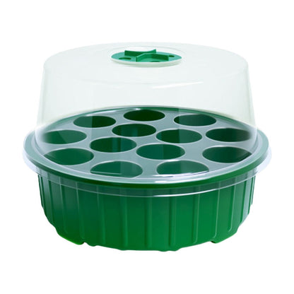 Seed Starter Tray with Clear Humidity Dome and Adjustable Vents, 13 Cells, Green