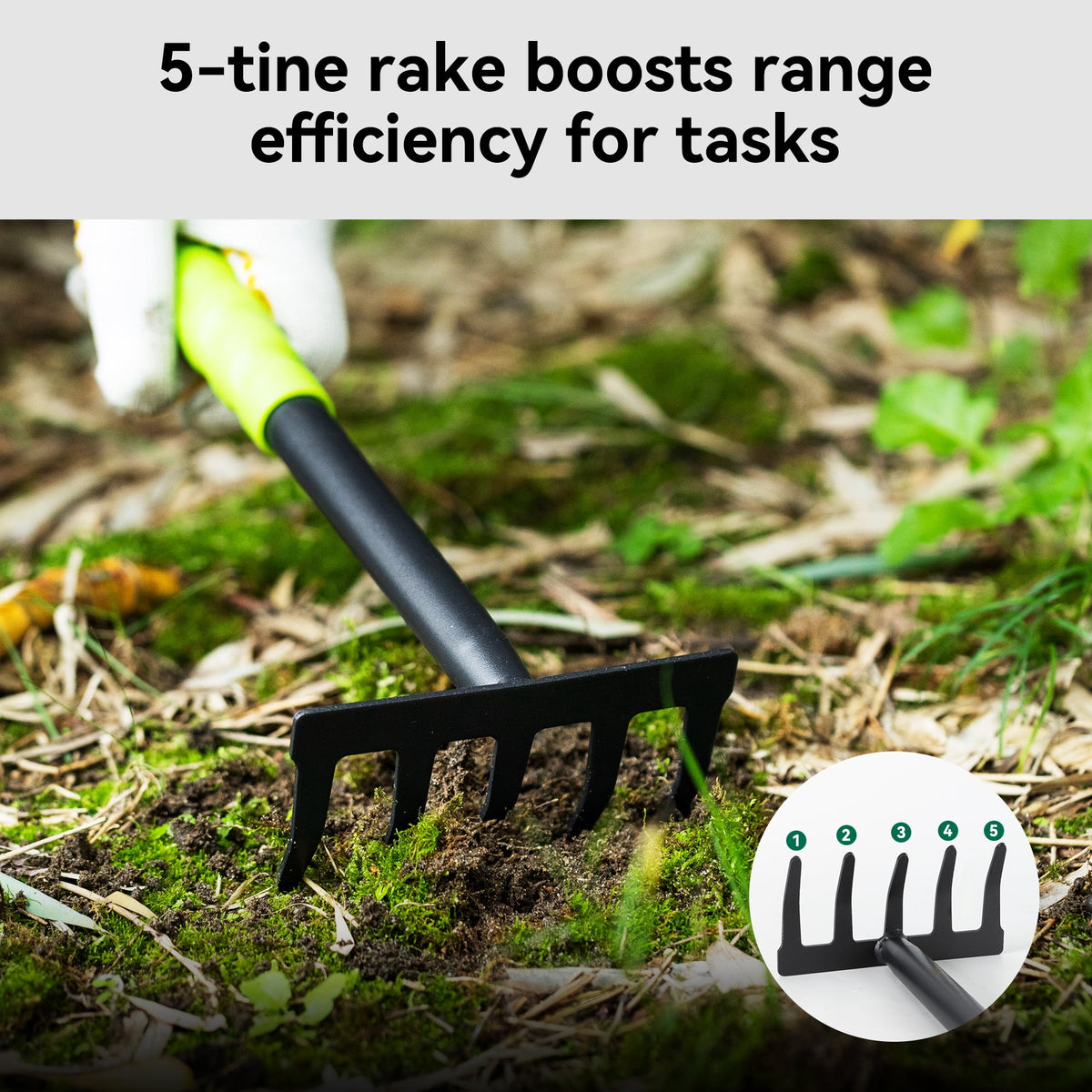 Three-Piece Garden Hand Tool Set with Trowel, Hoe and Rake - Image 4