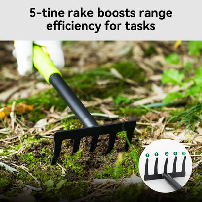 Three-Piece Garden Hand Tool Set with Trowel, Hoe and Rake - Image 4
