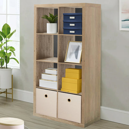 8-Cube Open-Back Storage Organizer, 29.9 x 15.4 x 57.5 in Bookshelf, Natural - Image 4