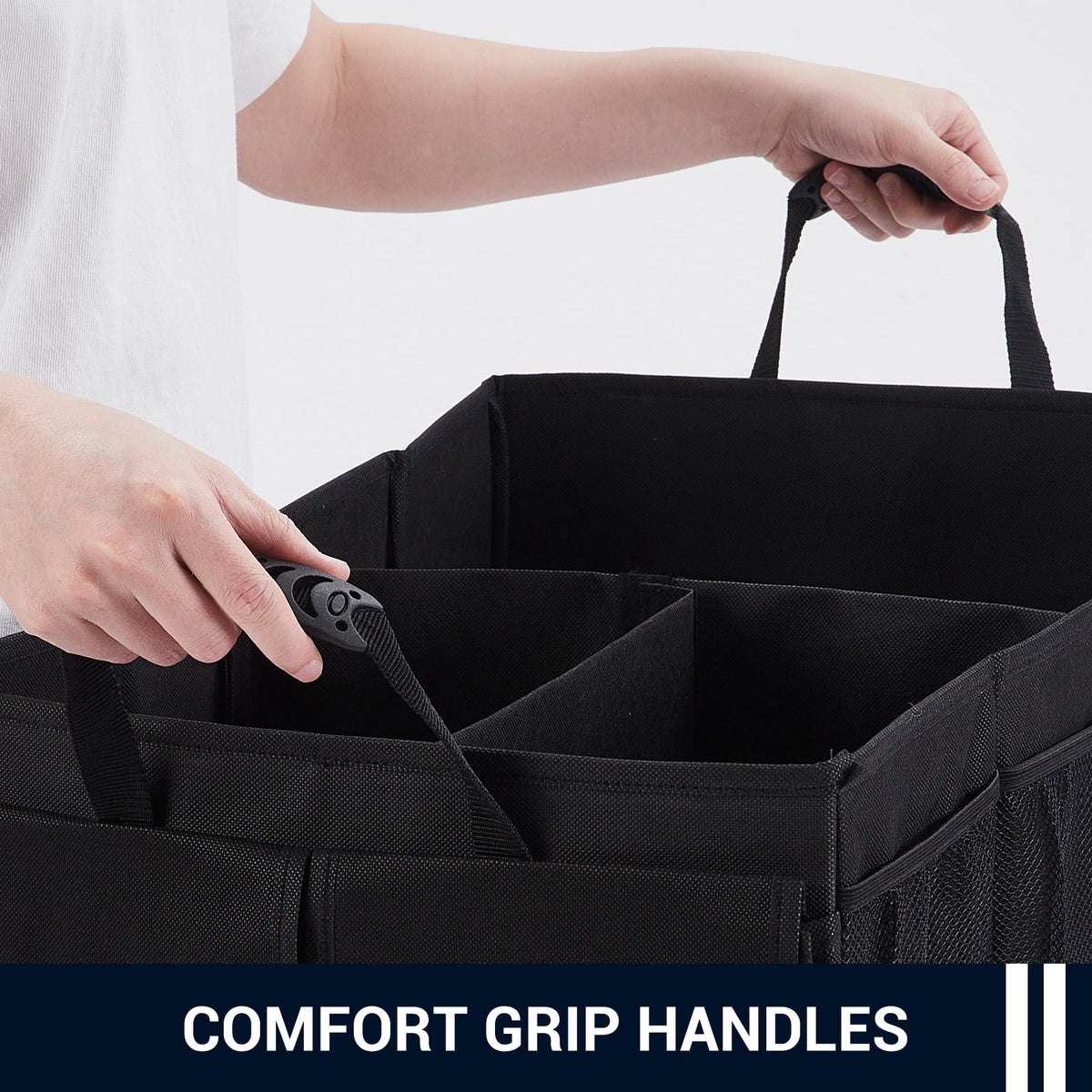 Collapsible Car Trunk Organizer, 24 x 15 x 10 in Black Polyester Storage Bin - Image 4