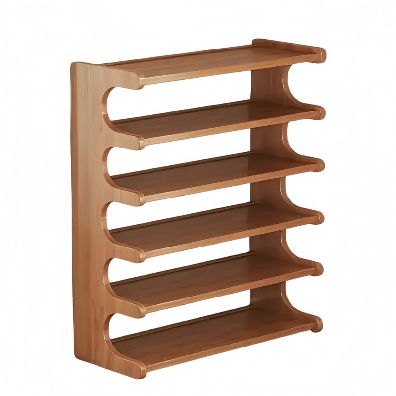 Six-Tier Bamboo Shoe Rack, Tall Freestanding Entryway Shelf