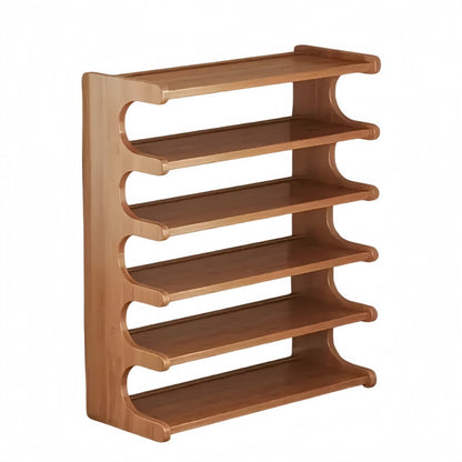 Six-Tier Bamboo Shoe Rack, Tall Freestanding Entryway Shelf