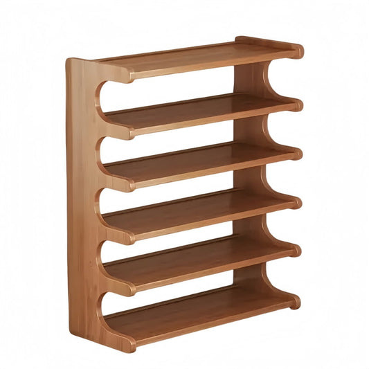 Six-Tier Bamboo Shoe Rack, Tall Freestanding Entryway Shelf