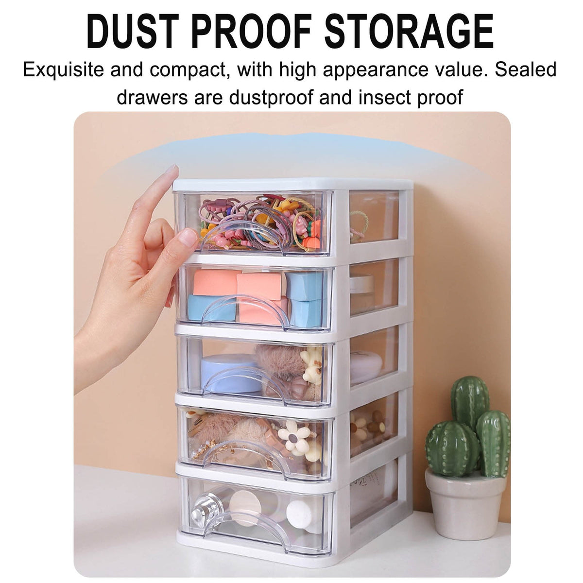 Clear Stackable Desktop Drawer Organizer, 5 Drawers, 11.4 in Tall - Image 5
