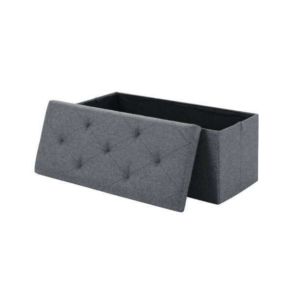 Folding Storage Ottoman Bench with Hidden Compartment, 35 in Wide, Grey