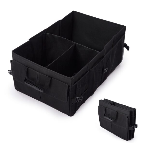 Collapsible Car Trunk Organizer, 24 x 15 x 10 in Black Polyester Storage Bin