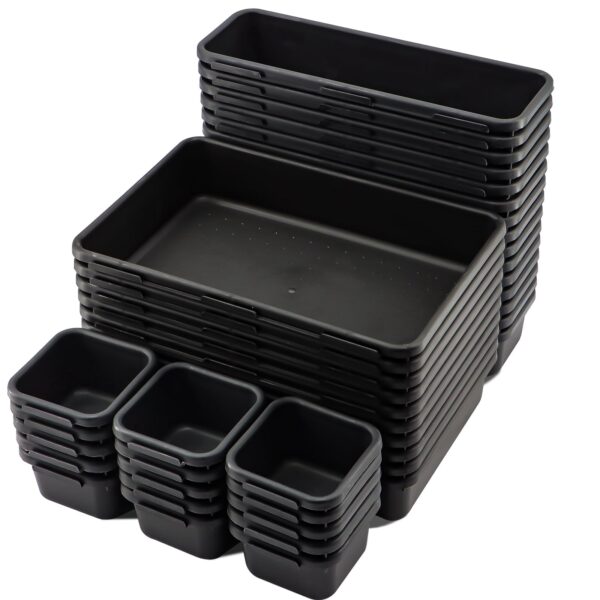 Interlocking Toolbox Drawer Organizer Trays, 3 Sizes, 40-Piece Set